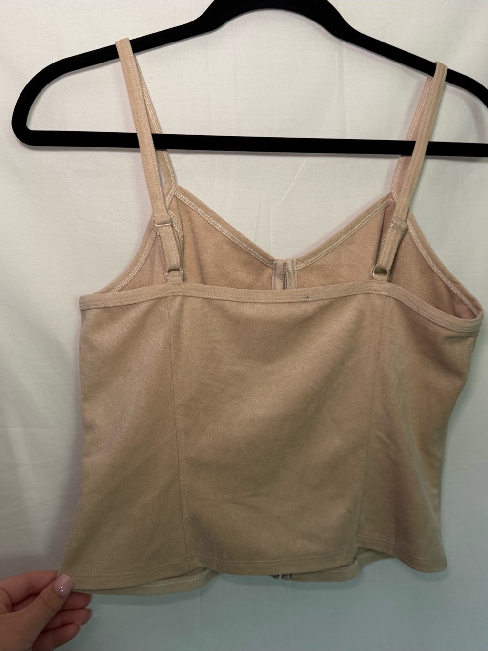 Brit The Label Faux Suede Corset Top Button Up Camisole Tan Beige Size S - Picture 4 of 4